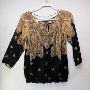 INC International Concepts paisley print peasant blouse.